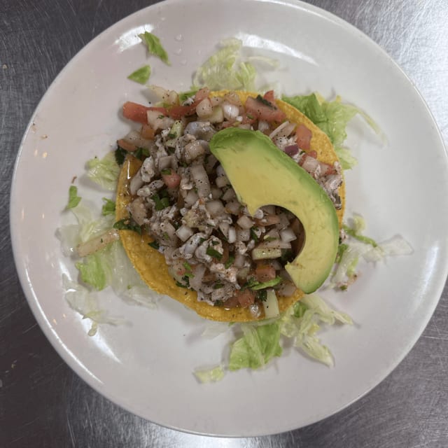 Tostada Ceviche Camaron..