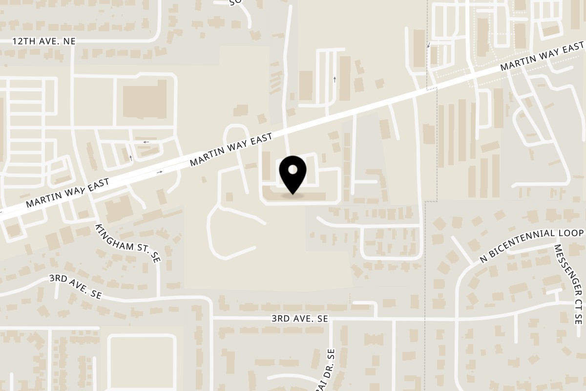 Map showing the location of Mi Pueblo on 7839 Martin Way E in Olympia